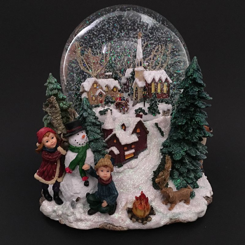 Schneekugel Weihnachten Santa auf Haus aus Polyresin 7x7x9cm 50 1473A 
